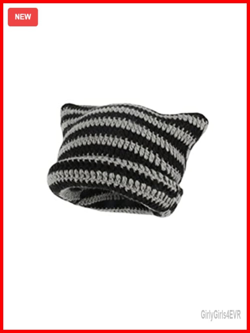 Crochet Cat Ear Beanie Hat Handmade Slouchy Y2k Vintage Unisex